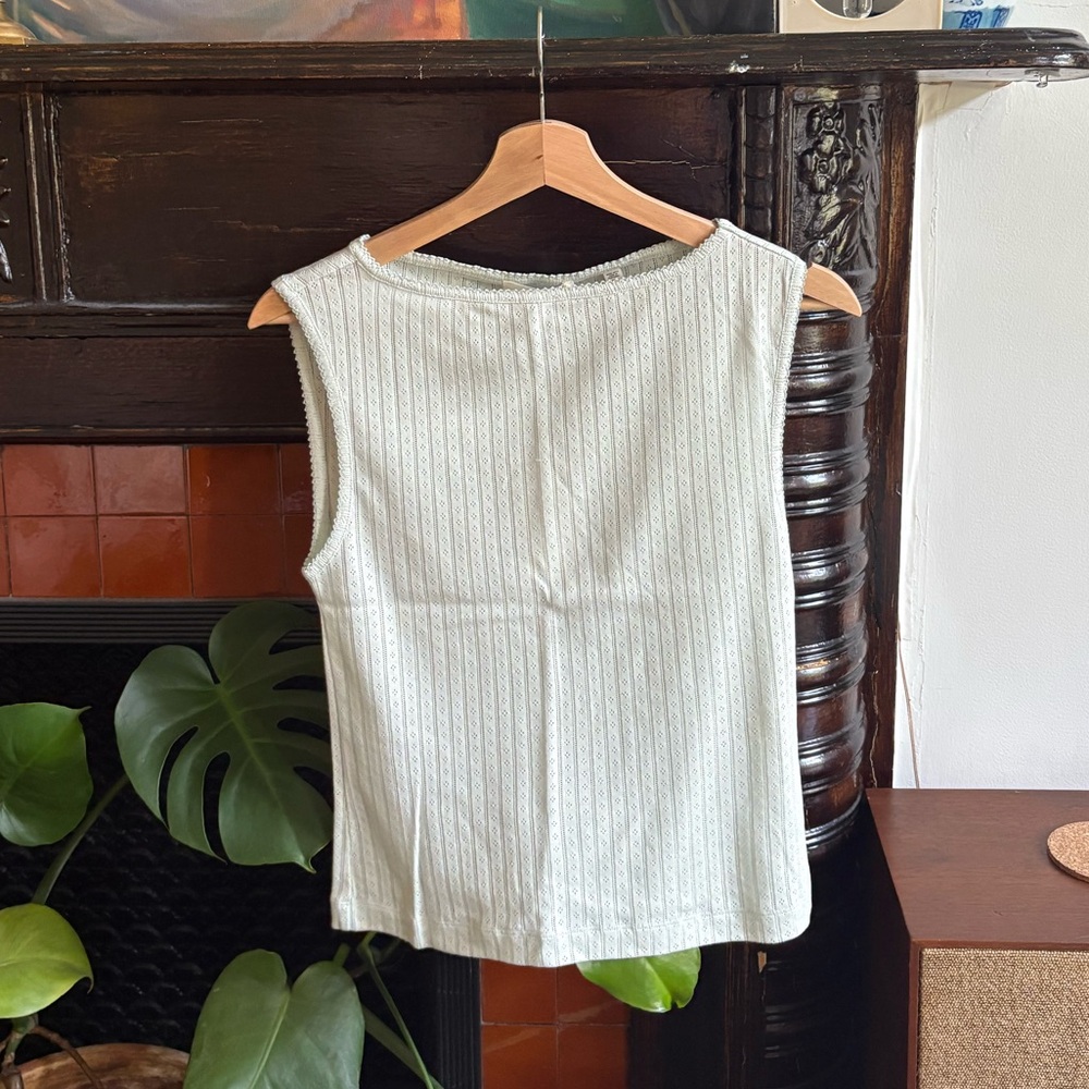 Doen Boatneck Pointelle Tank in Seafoam